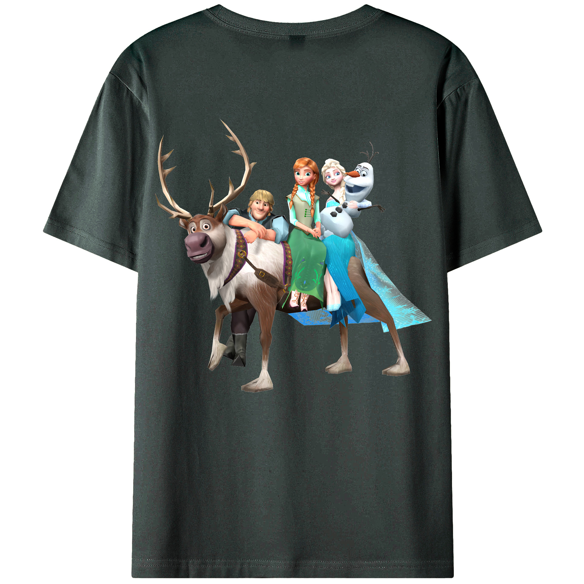 （画像用） アナと雪の女王 アンナ エルサ Frozen Anna Elsa 綿100％ メンズ半袖Tシャツ（バックプリント） 通気性